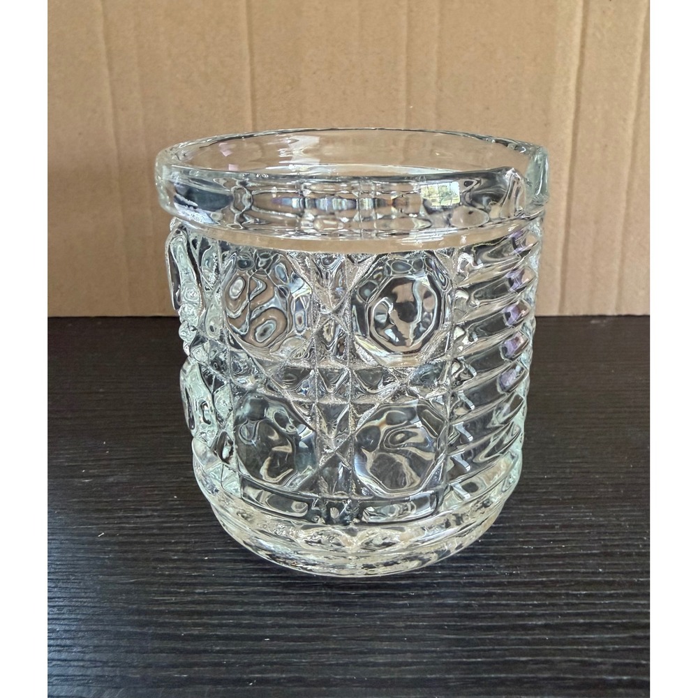 Vintage Pressed Glass Jar in the Windsor Button and Cane Pattern Jam Sugar